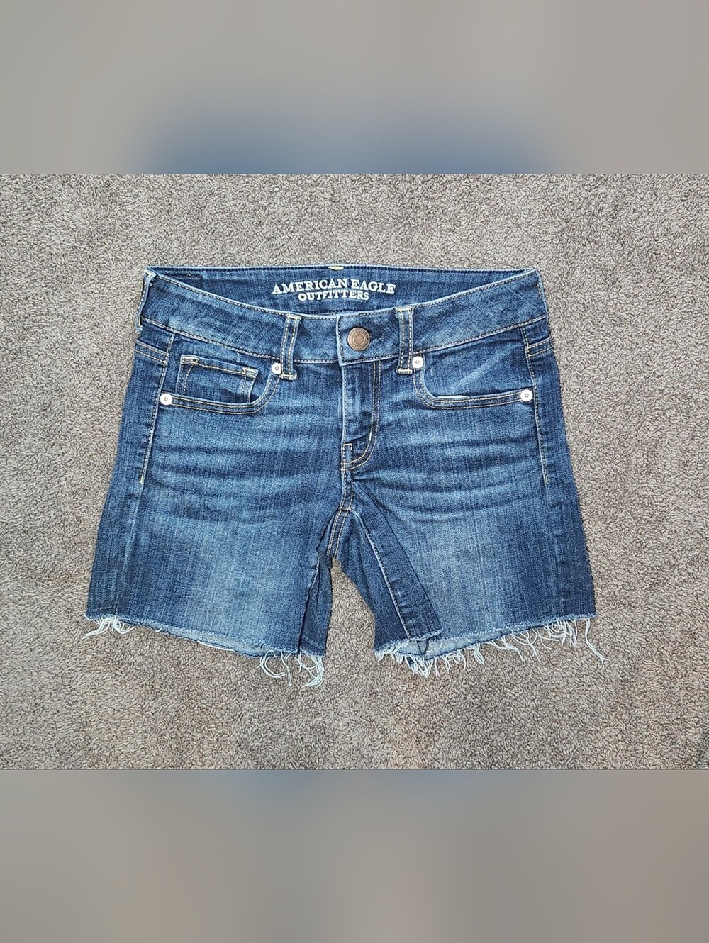 Dark Wash American Eagle Outfitters Low Rise Denim Shorts
